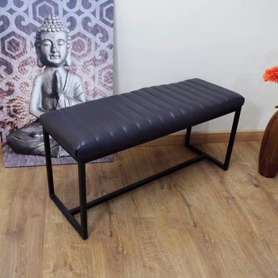 The Range Rustic Handmade Genuine Grey Leather Artisan Bench - Grey