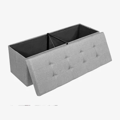 The Range Folding Storage Ottoman Bench with Lid - Light Grey