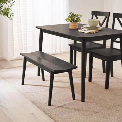 The Range Lynton Solid Wood Small Dining Bench - Black