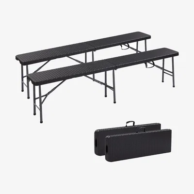 The Range 2x Beer Bench Folding Bench 183 x 28 x 43 cm - Black
