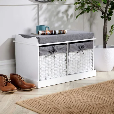 The Range Malibu 2 Drawer Storage Bench  - White