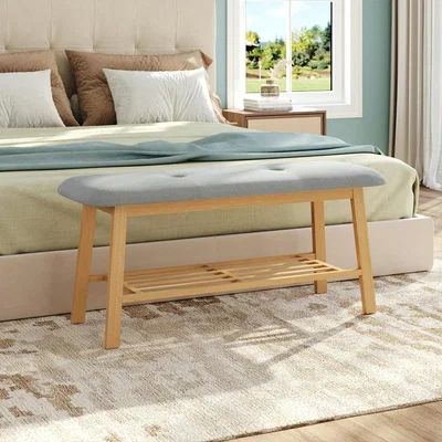 The Range Entryway Bamboo Shoe Bench Seat - Wood