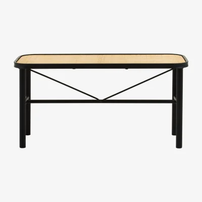 The Range Depok Metal and Rattan Bench - Black