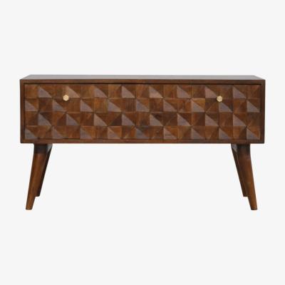 The Range Chestnut Diamond Carved Storage Hallway Bench - Brown