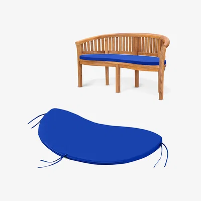 The Range Water-Resistant Curved Banana Bench Seat Pad with Ties - Blue