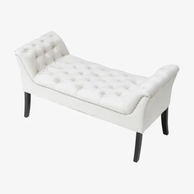 The Range Velvet Upholstered Bench - Creamy-white
