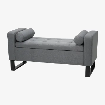 The Range Linen Upholstered Storage Bench Practical and Stylish - Grey