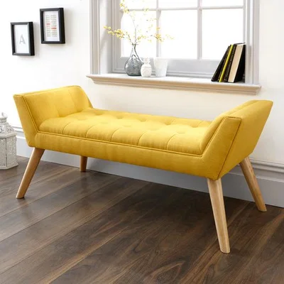 The Range Milan Upholstered Bench - Mustard