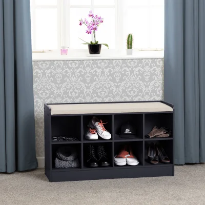 The Range Portland Shoe Bench- Navy and Cream - Navy and Cream