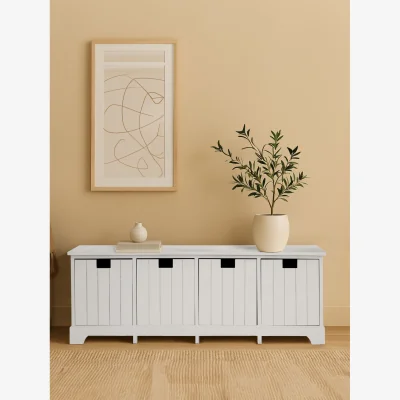 The Range New England White Storage Bench with 4 Drawers - White