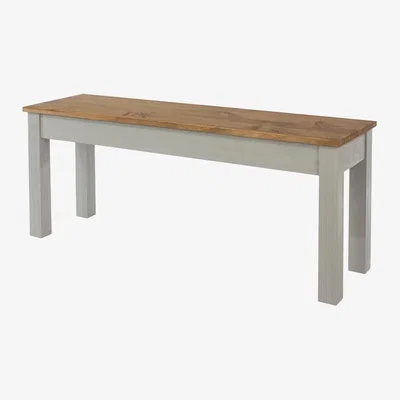The Range Linea bench seat in grey washed wax with pine top  - Grey washed wax & antique wax  / 8.5kg