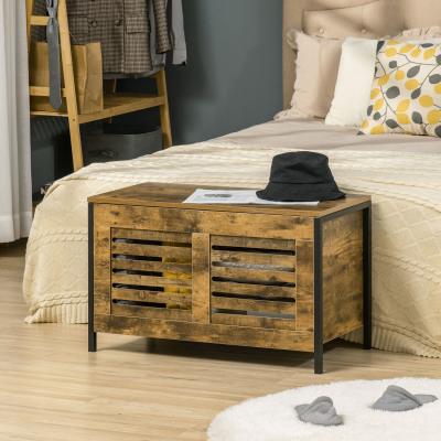 The Range Industrial Storage Bench, Lift Top Storage Chest - Rustic brown
