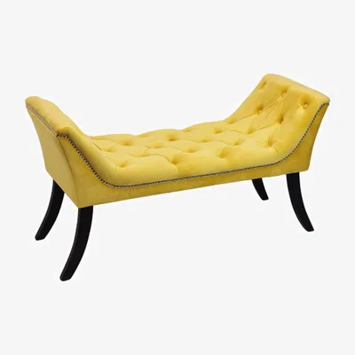 The Range Olga Upholstered Bench with Silver Beading Design  -  Yellow
