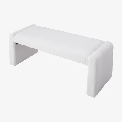 The Range Modern White Teddy Bench with Sleek Minimalist Style - White / 49in