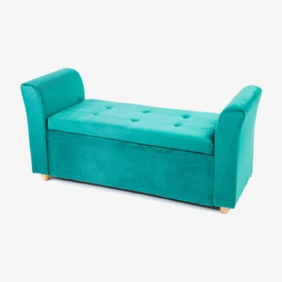 The Range Emma Velvet Ottoman Padded Storage Bench - Emerald