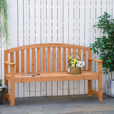 The Range 3 Seater Wooden Garden Bench with Armrest - Orange