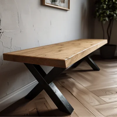 The Range Rustic Bench - Chunky X Legs - Yellow / 230cm