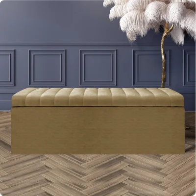 The Range Safar Naples Ottoman Storage Box, Purple Striped Upholstered Blanket Chest & End of Bed Bench - Brown Naples