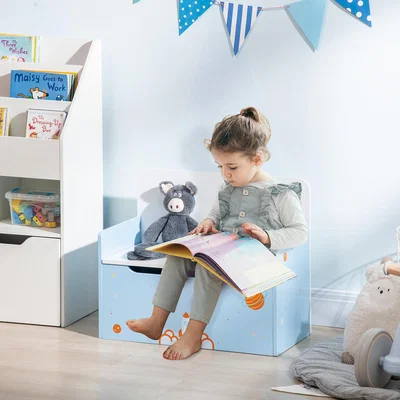 The Range 2 in 1 Wooden Toy Box, Kids Storage Bench - Blue