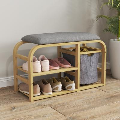 The Range HOMCOM Shoe Rack Bench with Seat for Hallway Entryway - Natural