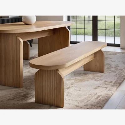 The Range Varm Ribbed Dining Bench - Oak