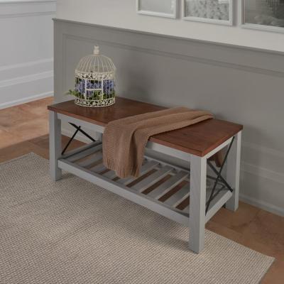 The Range Cottage Black Bench - Grey