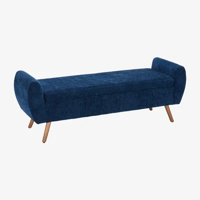 The Range Chenille Upholstered Storage Bench Stylish and Functional - Blue