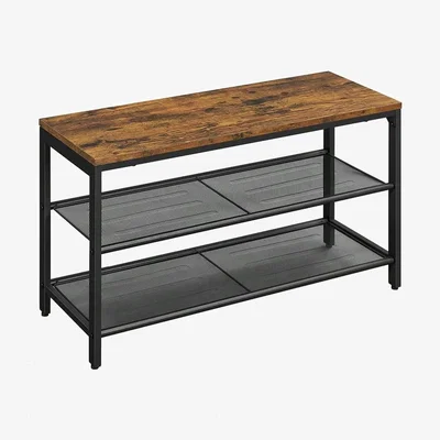 The Range VASAGLE Shoe Bench with Mesh Shelves - Bronze