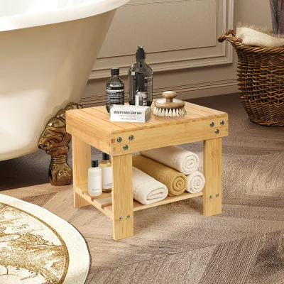 The Range Levede Bamboo Slatted Storage Stool Bench Natural - Yellow