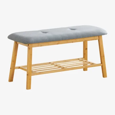The Range Bamboo Shoe Bench with Storage - Natural