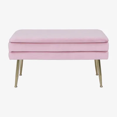 The Range Velvet Storage Ottoman Bench Stool - Pink