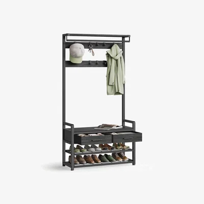 The Range VASAGLE Hall Tree with Bench and Storage - Black