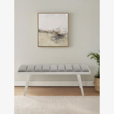 The Range Gilden Grey Velvet Bench with Brused Silver Frame - Grey