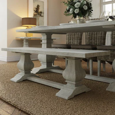 The Range Solid Lime Washed Pine 1.5M Dining Bench - Limewashed