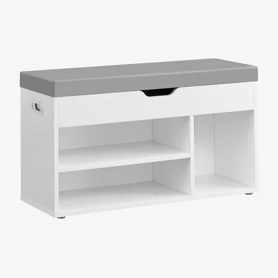 The Range VASAGLE Hallway Shoe Storage Bench with Cushion - White