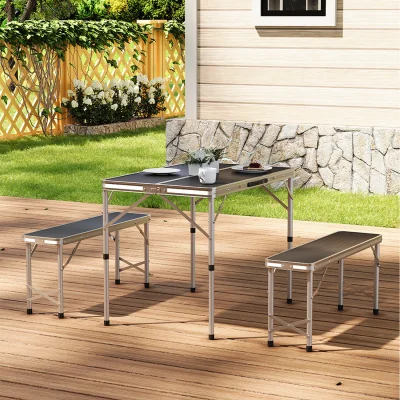 The Range Folding Bench and Table Set - Black