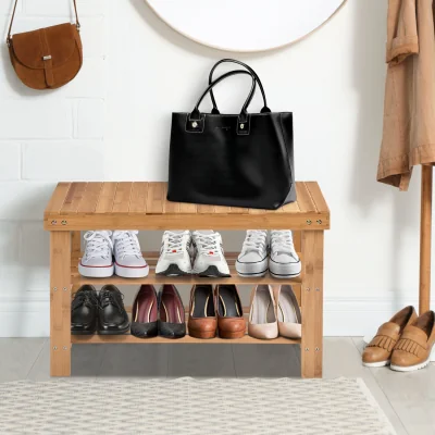 The Range 3-Tier Shoe Rack Bench Shoe Shelf Organizer - Brown