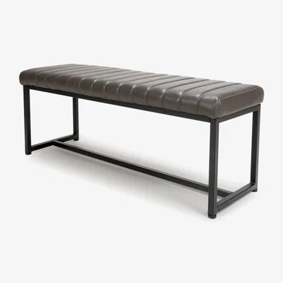 The Range Archer Leather Effect Bench - Grey