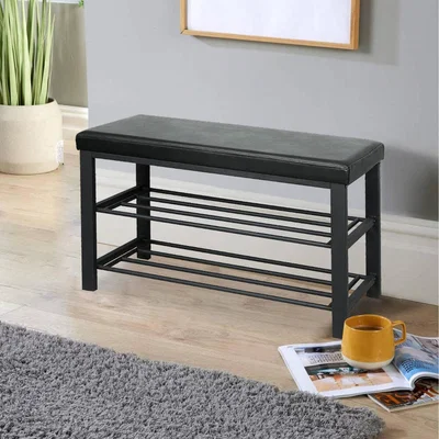 The Range Sleaford Upholstered Shoe Bench  - Black