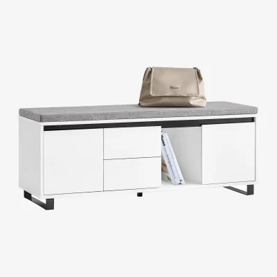 The Range White Shoe Bench with Seat Cushion - White