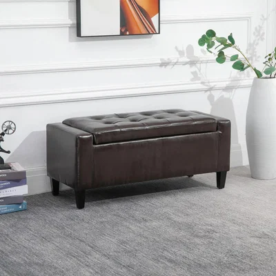 The Range PU Leather Storage Ottoman Bench Footrest  - Black