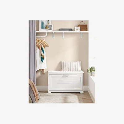 The Range VASAGLE Shoe Bench with Folding Door, Shoe Box Cabinet - White