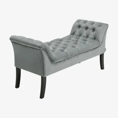 The Range Velvet Upholstered Bench - Grey