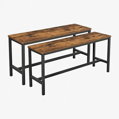 The Range VASAGLE Set of 2 Rustic Bench - Bronze