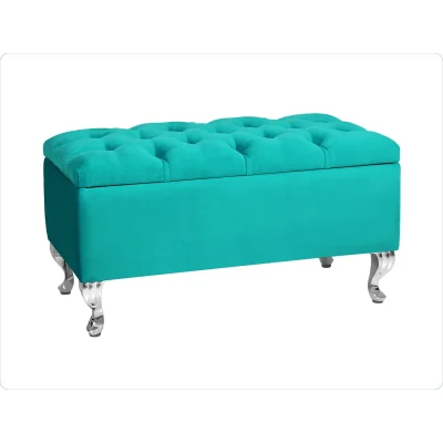 The Range 180cm Chesterfield Ottoman Storage Bench, Teal Tufted Upholstered Velvet Ottoman Footstool - Teal Plush Velvet