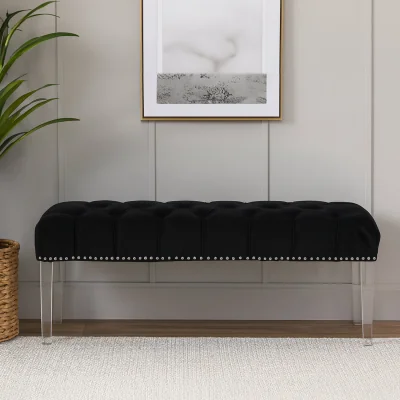 The Range Clarence Black Velvet Bench - Black