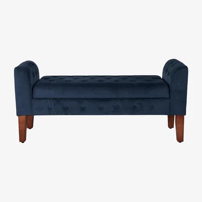 The Range Oxford Chaise Longue Upholstered Storage Bench - Ink Navy