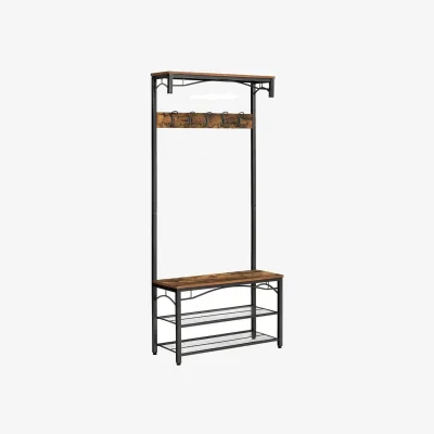 The Range VASAGLE Hallway Coat Rack and Shoe Bench - Bronze