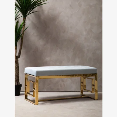 The Range Allure Powder Grey Tufted Bench - Grey