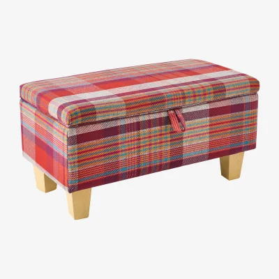 The Range Linen Upholstered Storage Ottoman Bench - Red